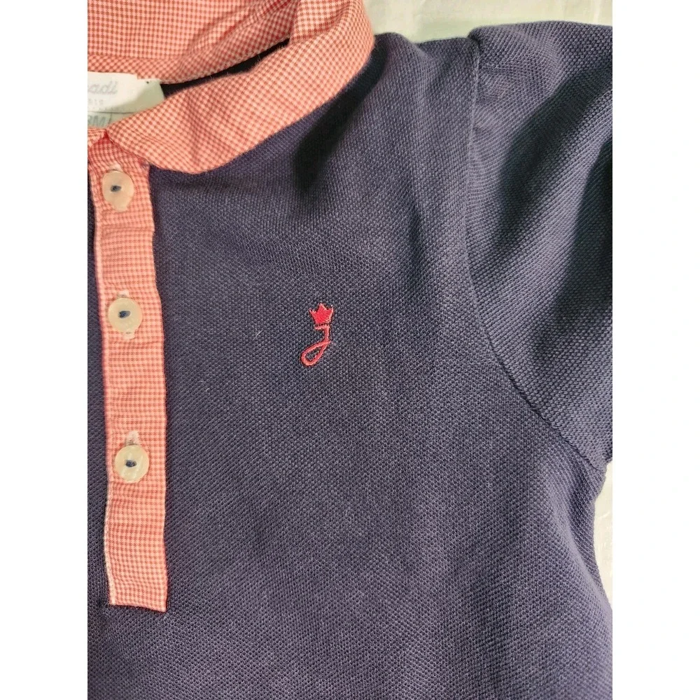 Jacadi Paris Vintage Baby Dress Polo 18-24 Month 23 Cotton Blue Red